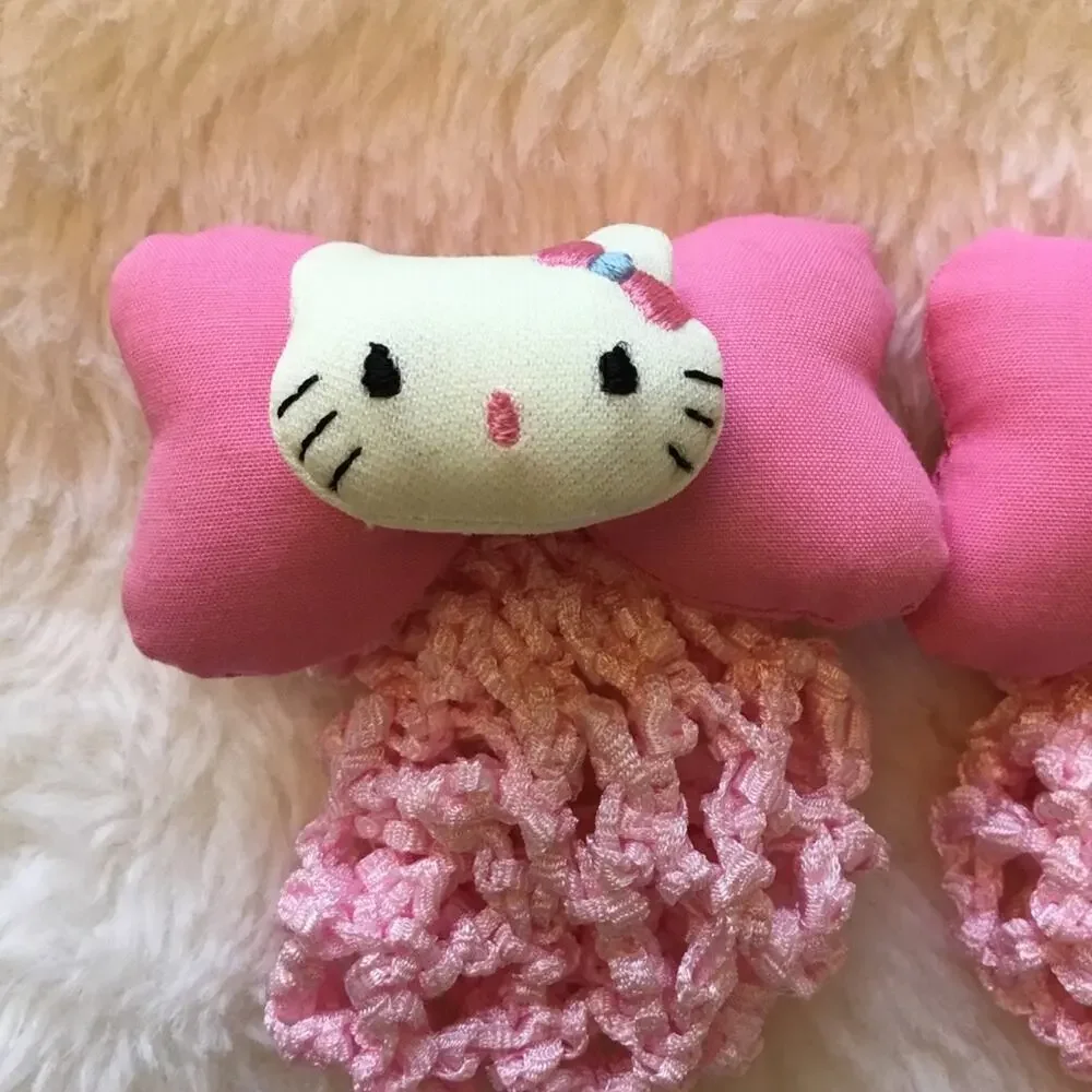 Vintage-Hello Kitty Pink Crochet Wrap Hair Clip Set